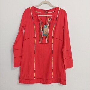 Prana Womens Long Sleeve Lahela Tunic Top Blouse Carmine Pink Size S Lightweight